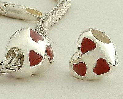 Pendant - Heart with Red Enamel Hearts
