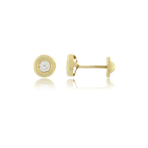 italia D'oro Flat Bead Stud Earrings 14K Yellow Gold