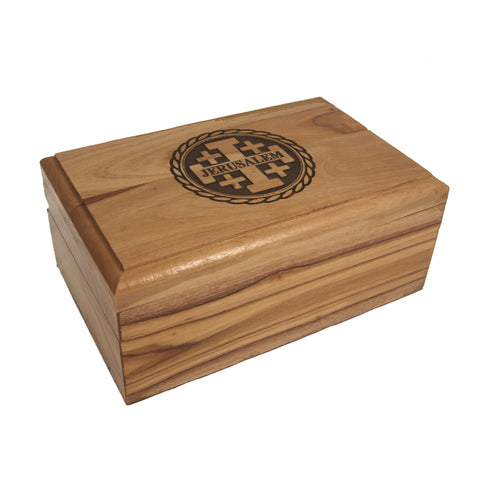 Olive Wood Memory Box - Jerusalem Cross