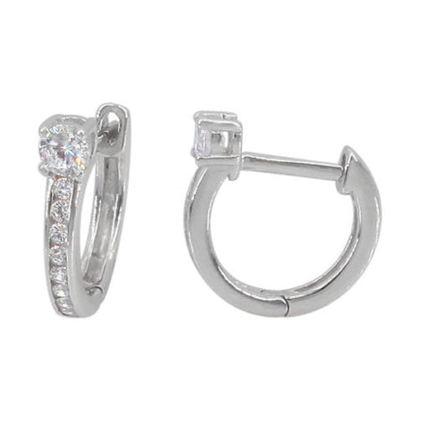 Sterling Silver Huggies with solitaire stone