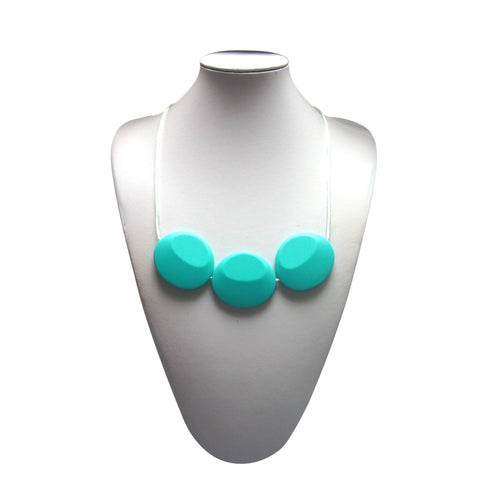 Teething Necklace - 3 Big Teal Beads
