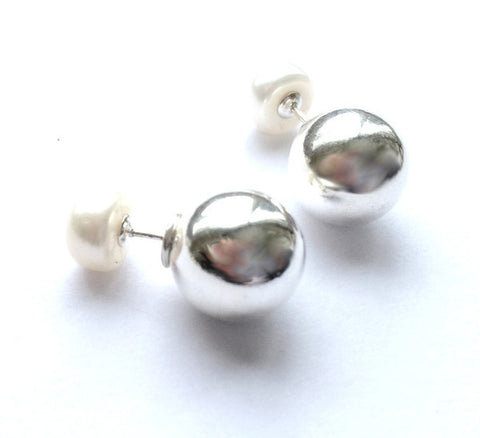 Sterling Silver/Pearl Reversable Earrings