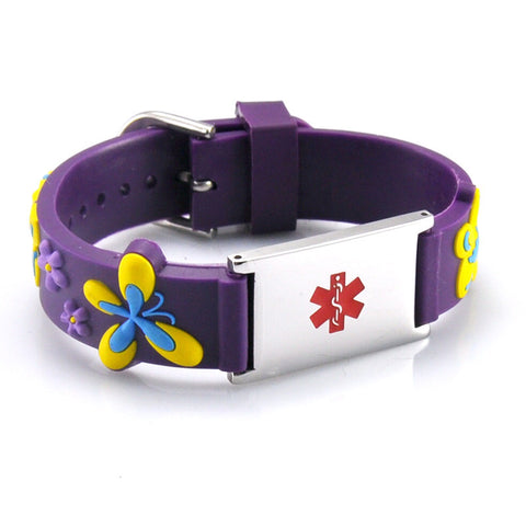 Medical Alert ID - Purple Silicone Bracelet