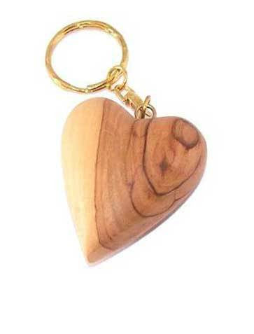 Olive Wood Key Chain - Heart