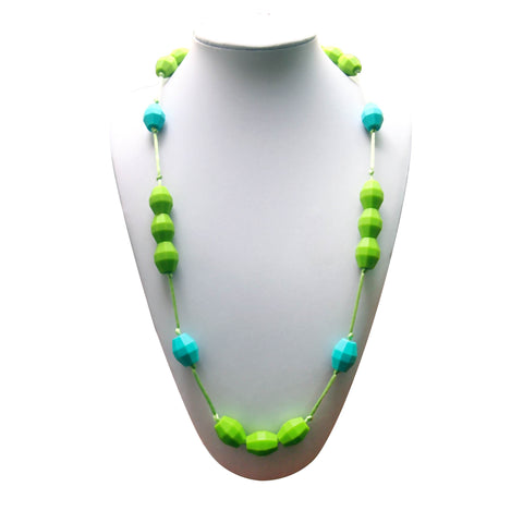 Teething Necklace - Funky Green and Teal Beads