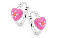 PICCOLO Pink Heart Sterling Silver Hoop Earrings