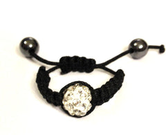 Adjustable Ring - Black with White Pave Crystal