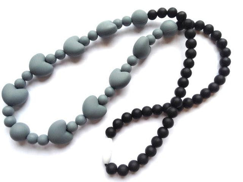 Teething Necklace - Grey and Black