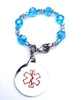 Medical Alert ID - Blue Crystal Bracelet