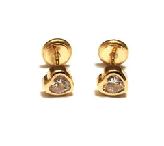 18K Cubic Heart Screw Back Earrings