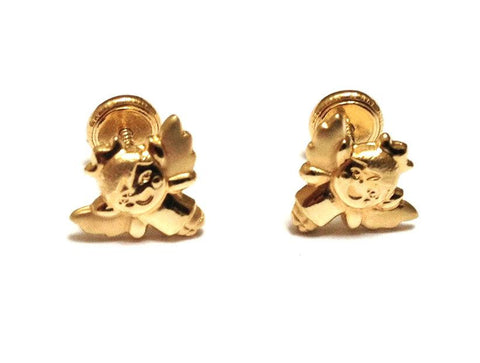 Angel 18K Gold Screw Back Earrings
