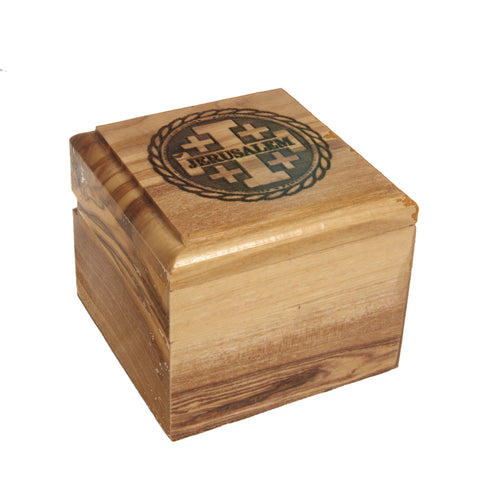 Olive Wood Rosary Box - Jerusalem Cross