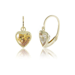 Hoops - 18K GOLD Amber Color Cubic Heart