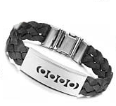 Boys Leather Bracelet -Circles on Braided Band