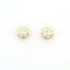 Screw Back 18K Gold Earrings - Flower Cubic Zirconia