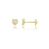 18K Cubic Heart Screw Back Earrings