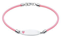 Dew - Silver Id Bracelet with Pink Heart