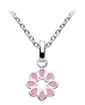 Dew - Pink Enamelled Flower 18" Necklace Set