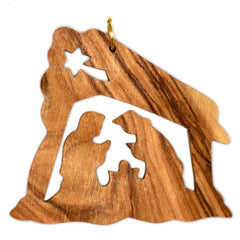 Olive Wood Christmas Decoration - JOSEPH & MARY IN THE MANGER (D)