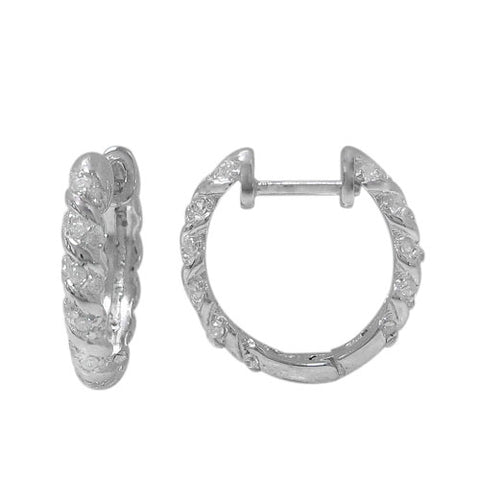 Braided Huggie Silver Hoops