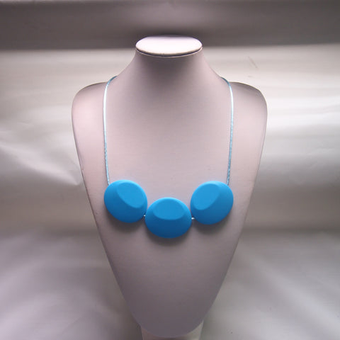 Teething Necklace - 3 Big Blue Beads