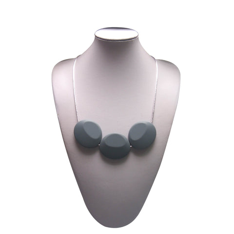 Teething Necklace - 3 Big Grey Beads
