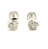 18K White Gold Screw Back Earrings - Glitter Heart