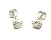 18K White Gold Screw Back Earrings - Glitter Heart
