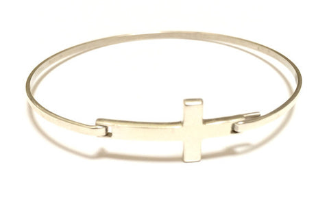 Sterling Silver Cross Bangle