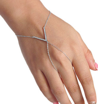 Hand Flower Bracelet - V charm