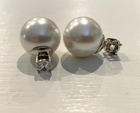 Pearl/Cubic Stud Reversable Earrings