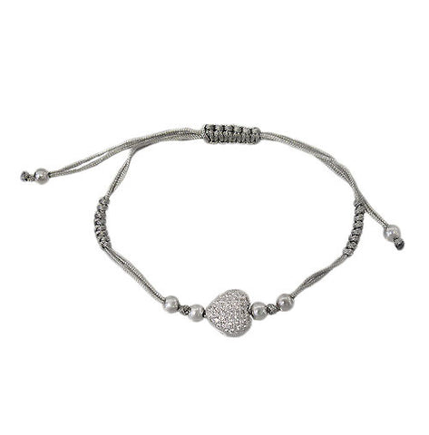 Grey Heart Adjustable Bracelet