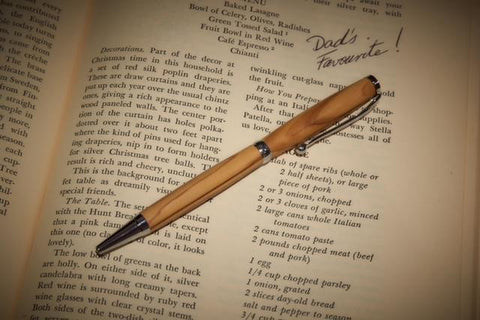 Olive Wood Pen with silver clip