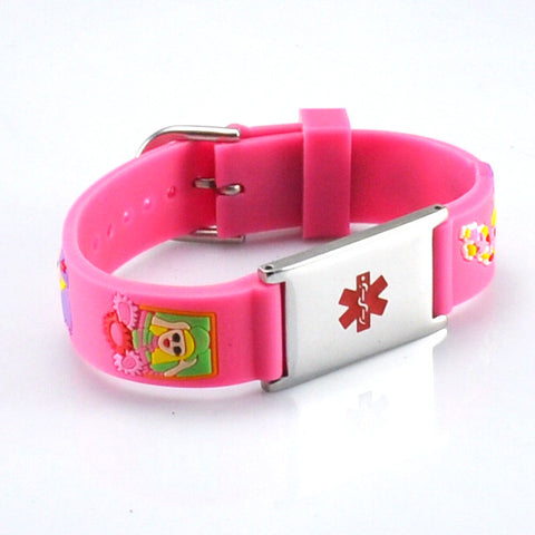 Medical Alert ID - Pink Silicone Bracelet