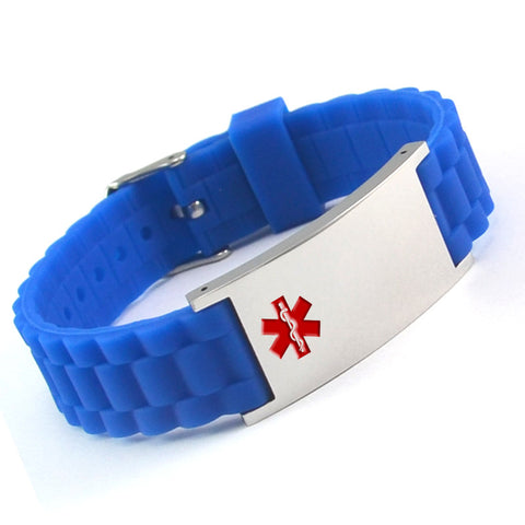 Medical Alert ID - Blue Silicone Bracelet