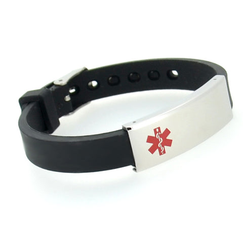 Medical Alert ID - Black Silicone Bracelet