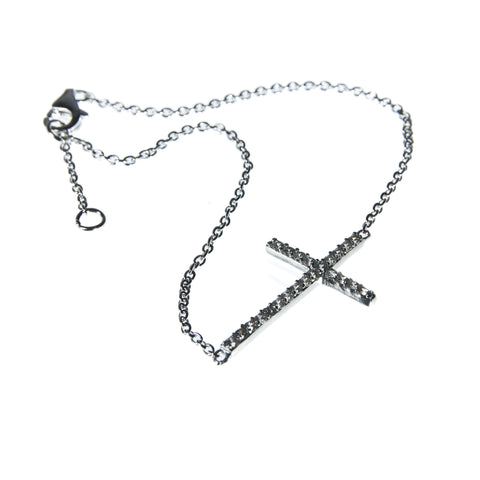 CZ Cross Silver Bracelet