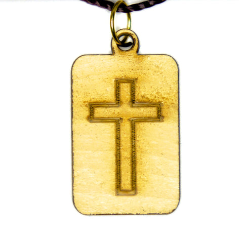 Olive Wood Cross Pendant - Etched Latin Cross
