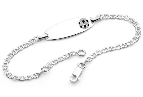Piccolo Soccer Ball Silver ID Bracelet