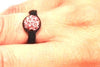 Adjustable Ring - Black with Pink Pave Crystal