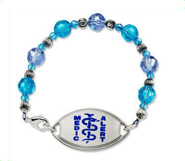 Medical Alert ID - Blue Crystal Bracelet