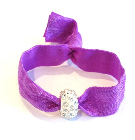 Elastic Bracelet - Purple with White