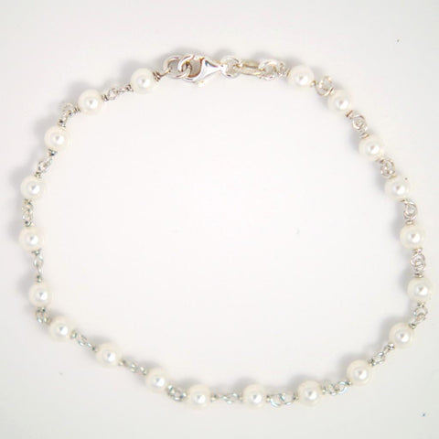 White Enamelled Sterling Silver Bracelet