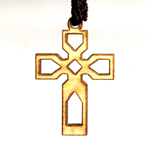 Olive Wood Cross Pendant - Braided Cross