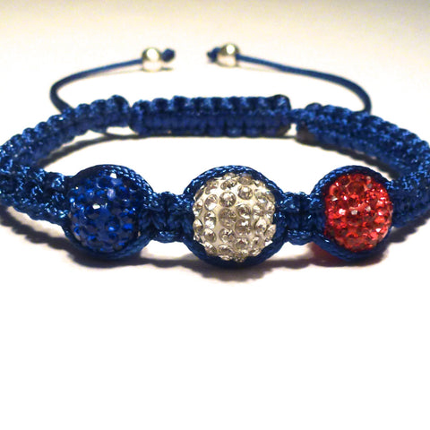 Shamballa Bracelet - Red, White and Blue