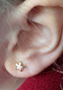 18K Gold Pink/White Flower Screw Back Earrings