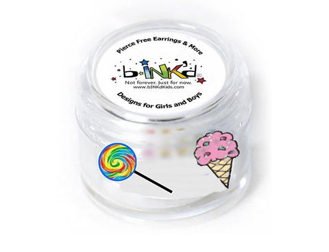 Glitter Ice Cream Cone /Lollipop Earring Tattoos