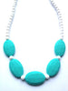 Teething Necklace - White and Turquoise