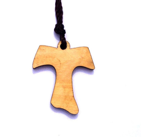 Olive Wood Cross Pendant - St Francis Cross