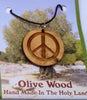 Olive Wood Cross Pendant - Peace Symbol